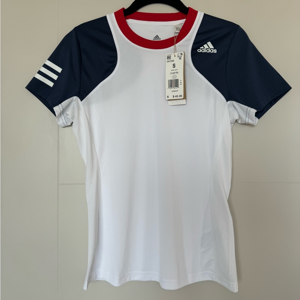 Adidas Women’s PRIMEGREEN Aeroready Club Tee - Tennis - Small - Red/White/Blue